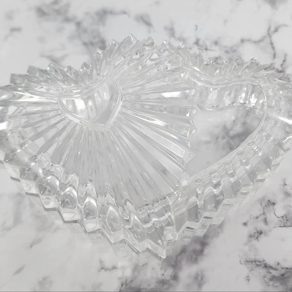 Clear Glass Triple Heart Trinket Box